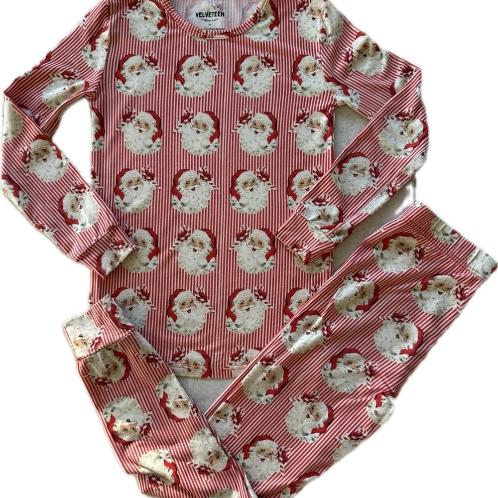 .Velveteen Red Santa Kids Pajama Size 7